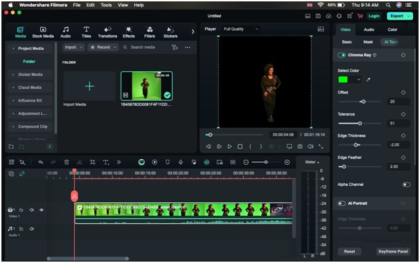 remove green screen from video in filmora